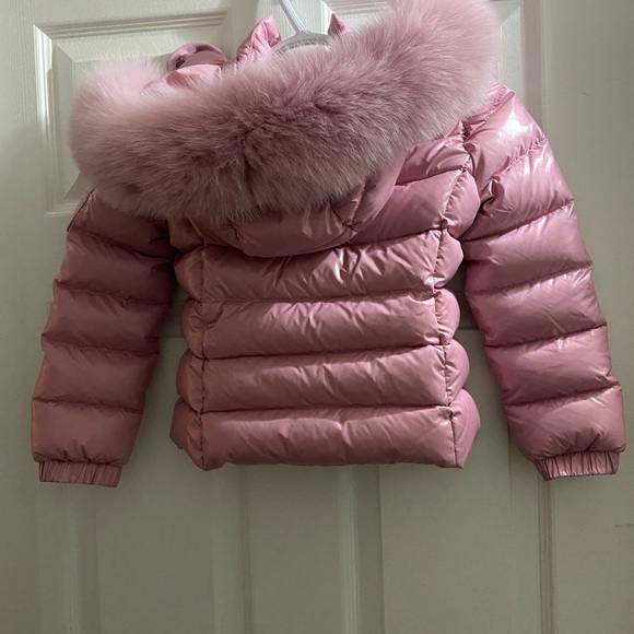 NWOT, MONCLER ENFANT Girls Blush Pink Bady Fur Coat - Picture 5 of 7